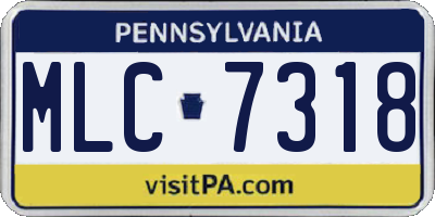PA license plate MLC7318