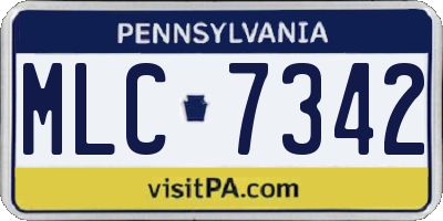 PA license plate MLC7342
