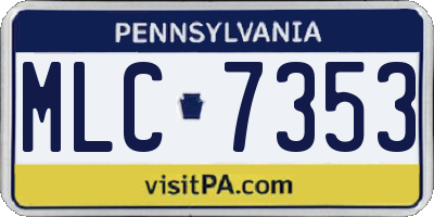 PA license plate MLC7353