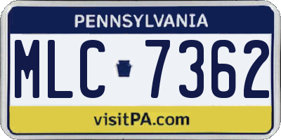 PA license plate MLC7362