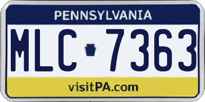 PA license plate MLC7363