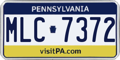 PA license plate MLC7372