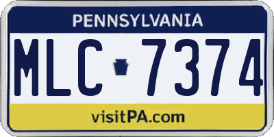 PA license plate MLC7374