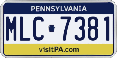 PA license plate MLC7381