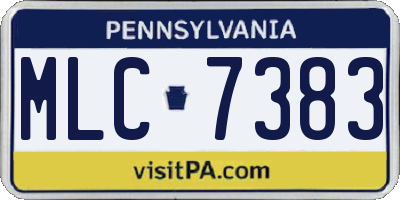 PA license plate MLC7383