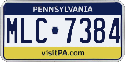 PA license plate MLC7384