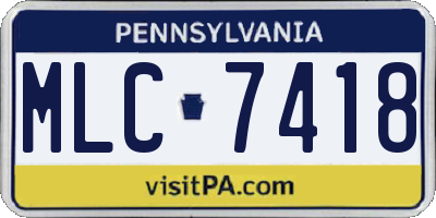 PA license plate MLC7418