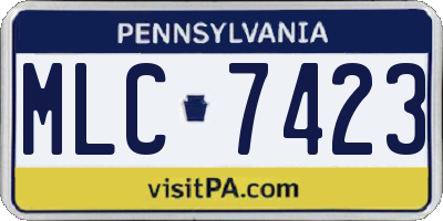 PA license plate MLC7423