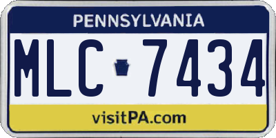 PA license plate MLC7434