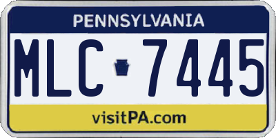 PA license plate MLC7445