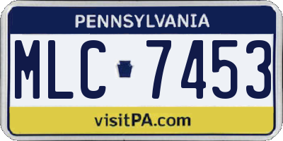 PA license plate MLC7453