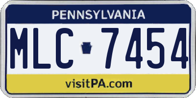 PA license plate MLC7454