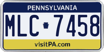 PA license plate MLC7458