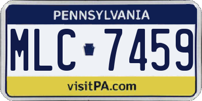 PA license plate MLC7459