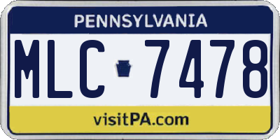 PA license plate MLC7478