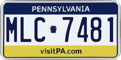 PA license plate MLC7481