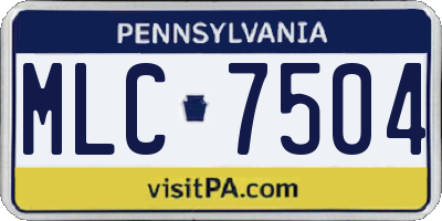 PA license plate MLC7504