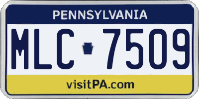 PA license plate MLC7509