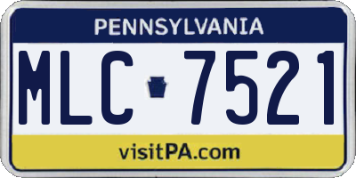 PA license plate MLC7521