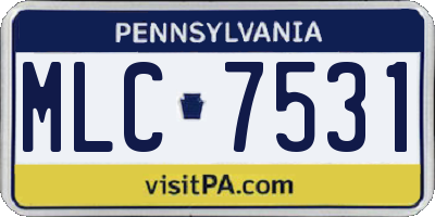 PA license plate MLC7531