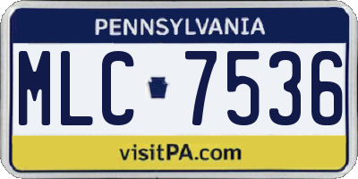 PA license plate MLC7536
