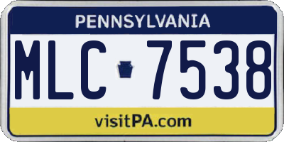 PA license plate MLC7538