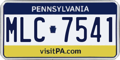 PA license plate MLC7541