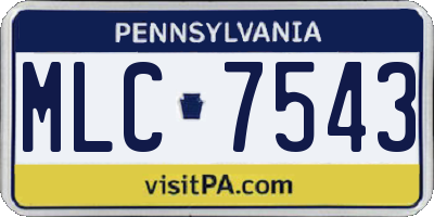 PA license plate MLC7543