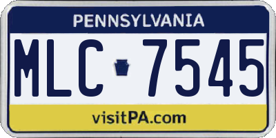 PA license plate MLC7545