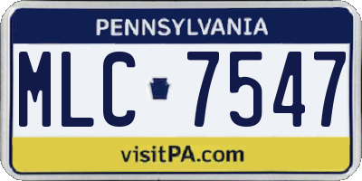 PA license plate MLC7547