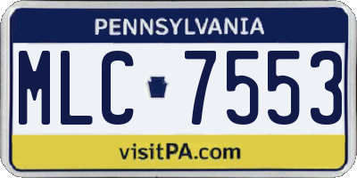 PA license plate MLC7553