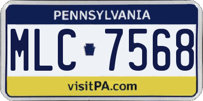 PA license plate MLC7568