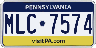 PA license plate MLC7574
