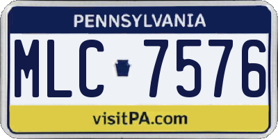 PA license plate MLC7576
