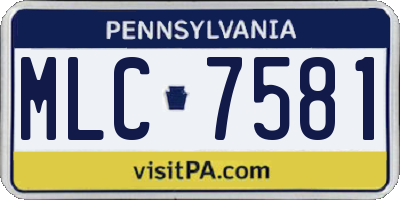 PA license plate MLC7581