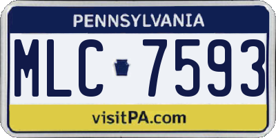 PA license plate MLC7593