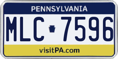 PA license plate MLC7596