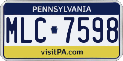 PA license plate MLC7598