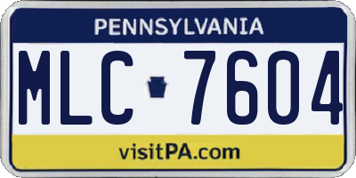 PA license plate MLC7604