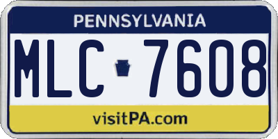 PA license plate MLC7608