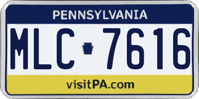 PA license plate MLC7616