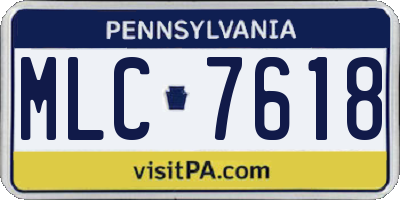 PA license plate MLC7618