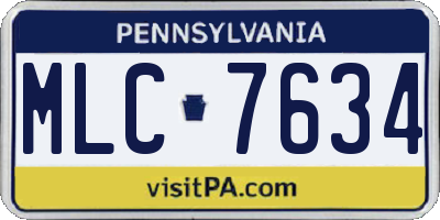 PA license plate MLC7634