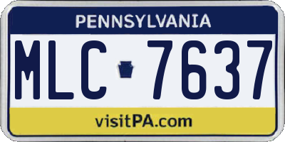 PA license plate MLC7637