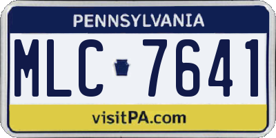 PA license plate MLC7641