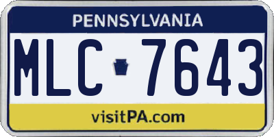PA license plate MLC7643