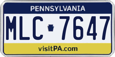 PA license plate MLC7647