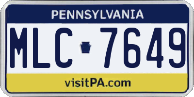 PA license plate MLC7649