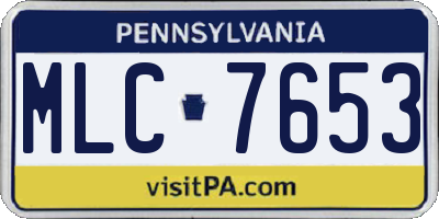 PA license plate MLC7653