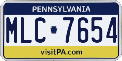 PA license plate MLC7654